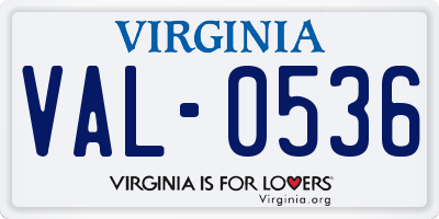 VA license plate VAL0536