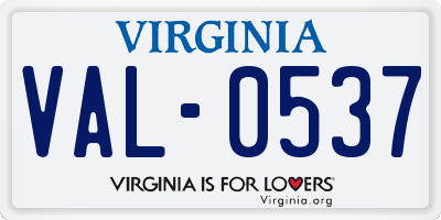 VA license plate VAL0537