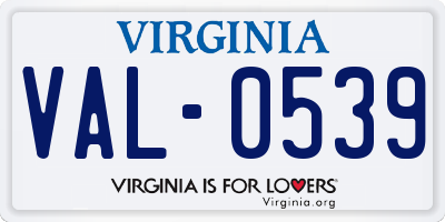 VA license plate VAL0539