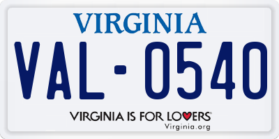 VA license plate VAL0540