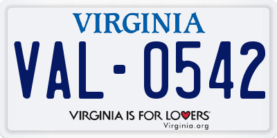 VA license plate VAL0542
