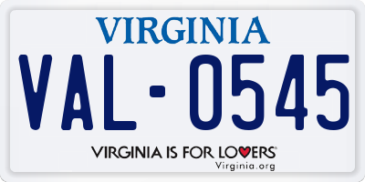 VA license plate VAL0545