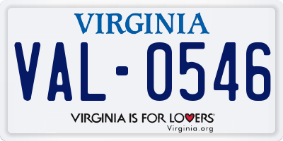 VA license plate VAL0546