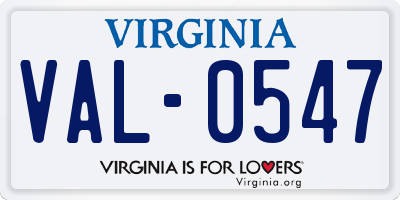 VA license plate VAL0547