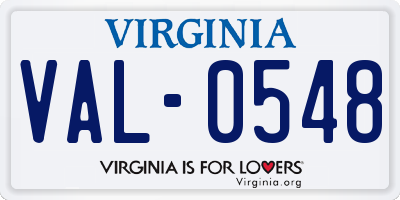 VA license plate VAL0548