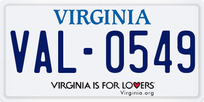 VA license plate VAL0549