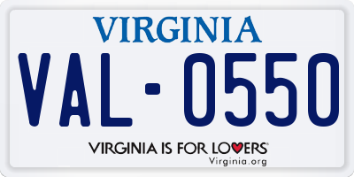 VA license plate VAL0550
