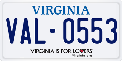 VA license plate VAL0553