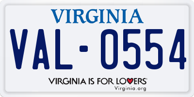 VA license plate VAL0554