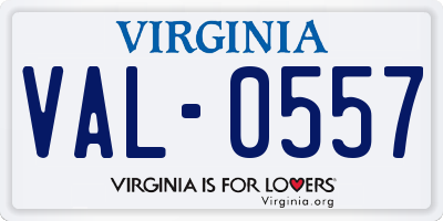 VA license plate VAL0557