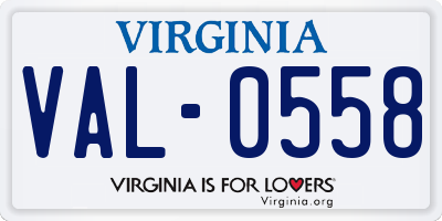 VA license plate VAL0558