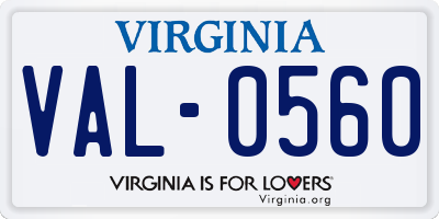 VA license plate VAL0560