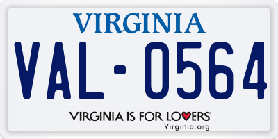 VA license plate VAL0564