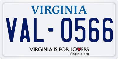 VA license plate VAL0566