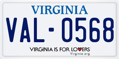 VA license plate VAL0568