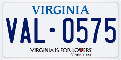 VA license plate VAL0575