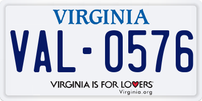 VA license plate VAL0576