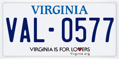 VA license plate VAL0577