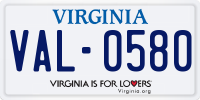 VA license plate VAL0580