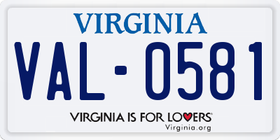VA license plate VAL0581
