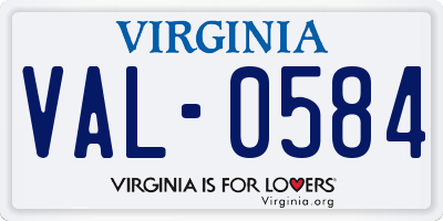VA license plate VAL0584