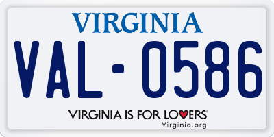 VA license plate VAL0586