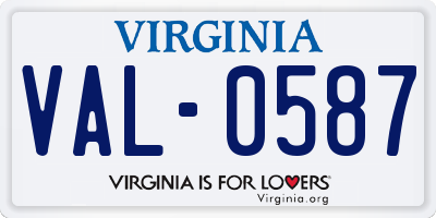 VA license plate VAL0587