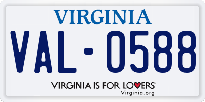 VA license plate VAL0588