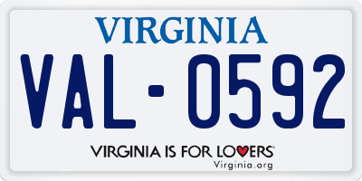 VA license plate VAL0592