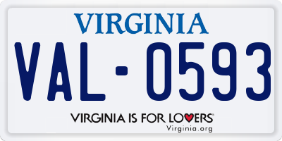 VA license plate VAL0593