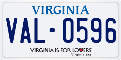 VA license plate VAL0596