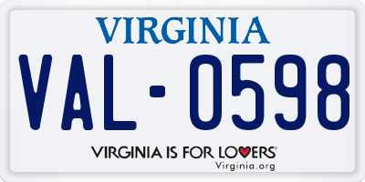 VA license plate VAL0598