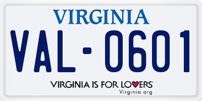 VA license plate VAL0601