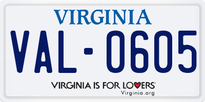 VA license plate VAL0605