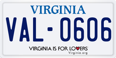 VA license plate VAL0606