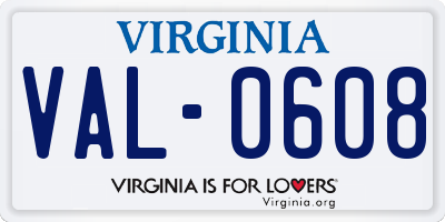 VA license plate VAL0608