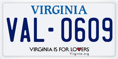 VA license plate VAL0609