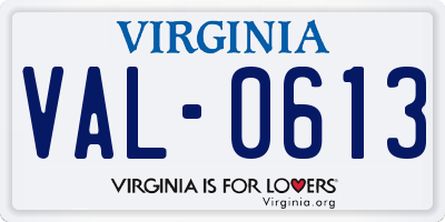 VA license plate VAL0613