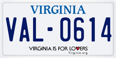 VA license plate VAL0614