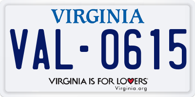 VA license plate VAL0615