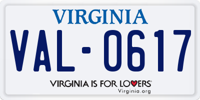 VA license plate VAL0617