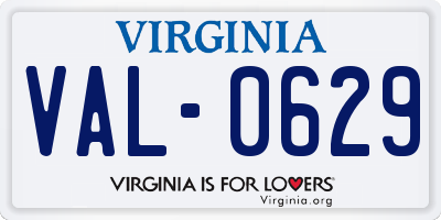 VA license plate VAL0629