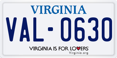 VA license plate VAL0630