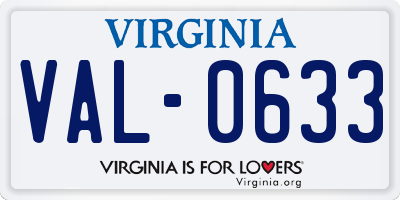 VA license plate VAL0633