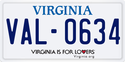 VA license plate VAL0634