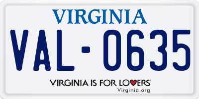 VA license plate VAL0635