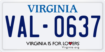 VA license plate VAL0637