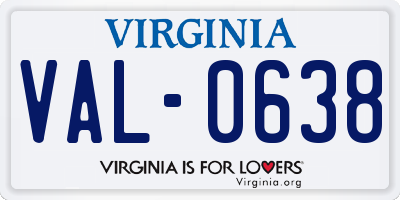 VA license plate VAL0638