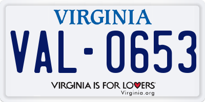 VA license plate VAL0653