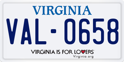 VA license plate VAL0658